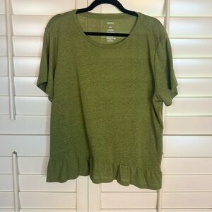 ✨5/$15 Sonoma Olive Green Ruffle Bottom Tee size XXL